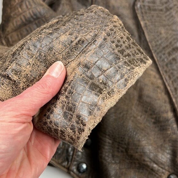 Vintage Exclusive "Baez" 80's Cropped Brown Leather Blazer Jacket - Picture 5 of 12